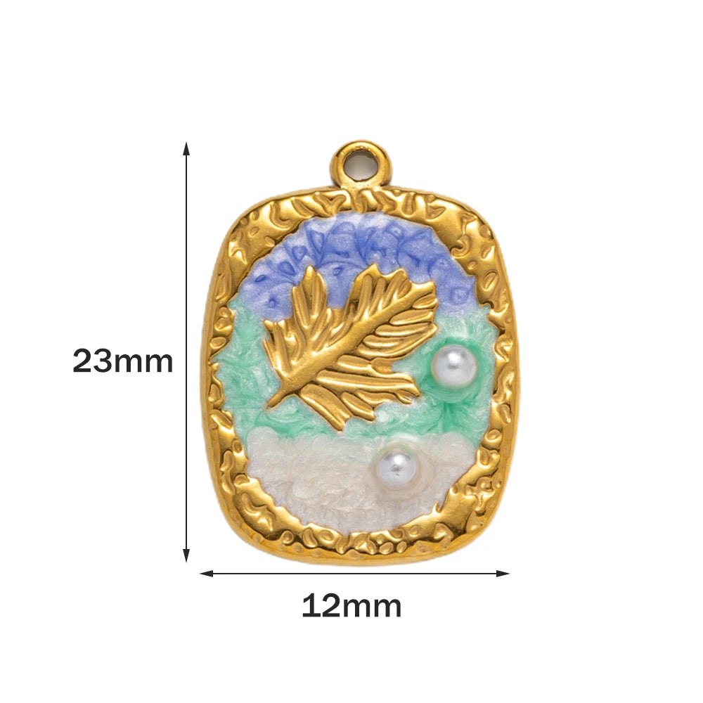 5pcs Stainless Steel Enamel Flower Pearl Bead Charms Earring Pendant for DIY Necklace Bracelet Jewelry Making and Crafting Oasis Select E Purple green