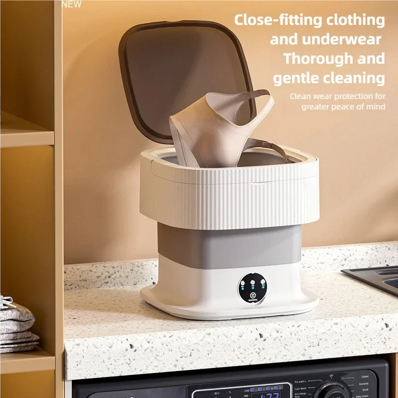 10L Portable Compact Folding Washing Machine with Timed Spin Dry Function for Socks, Underwear, and Lingerie Cleaning Oasis Select