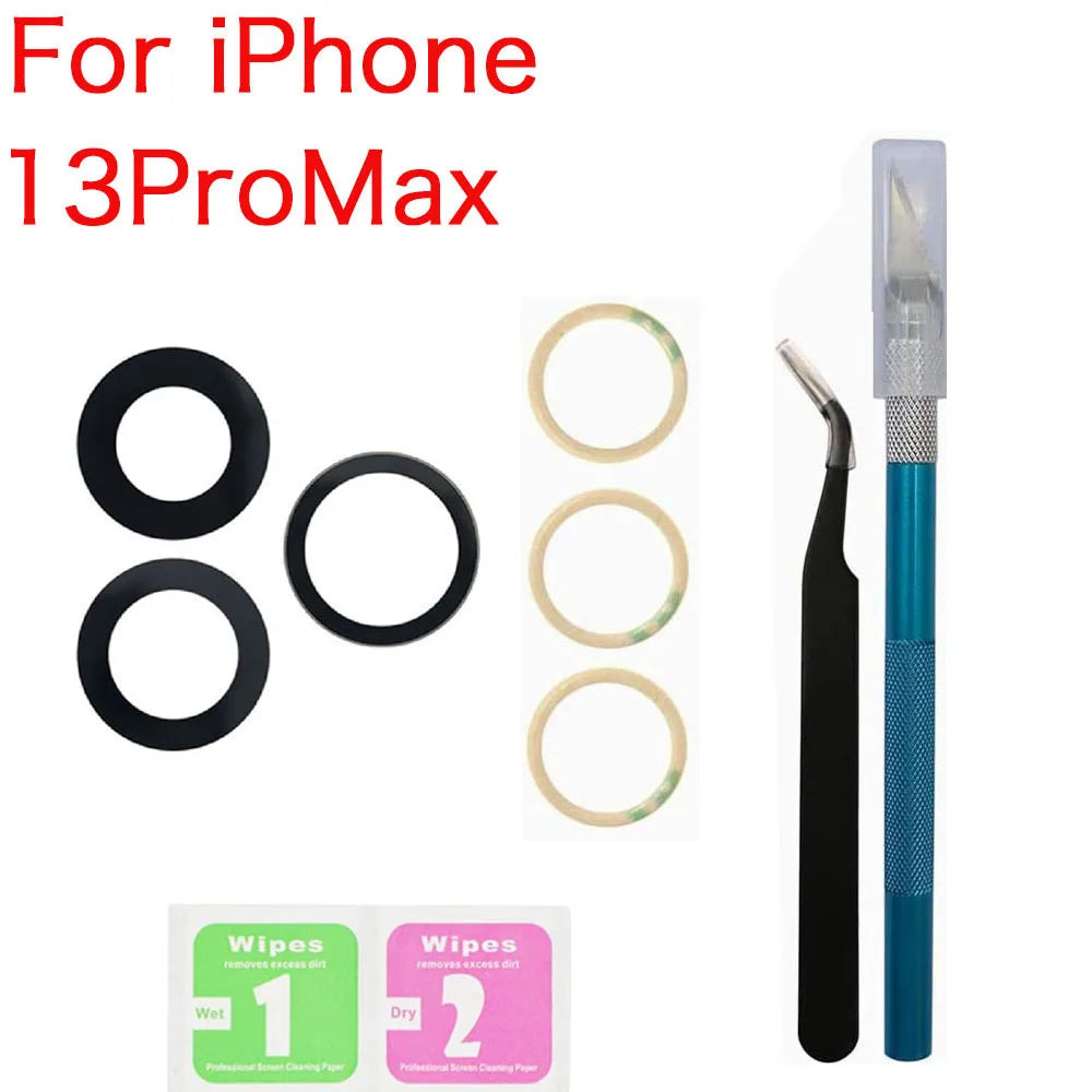 iPhone 11–14 Rear Camera Glass Lens Replacement Kit + Tools