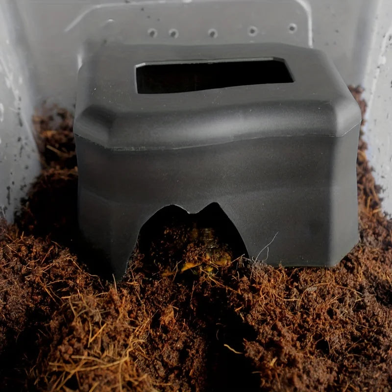 Plastic to avoid water basin reptile water basin tortoise palace Corn snake climb pet drink bowl plastic supplies simulation Oasis Select black