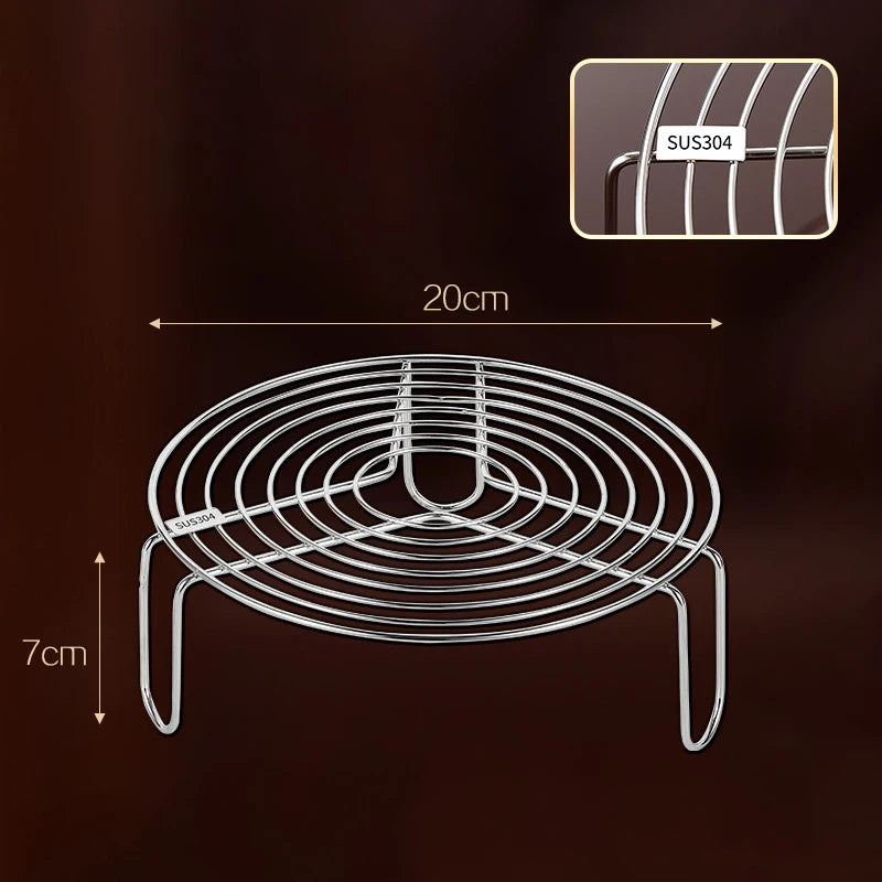 304 Stainless Steel Round Steamer Rack Kitchen Multifunction Pot Steaming Tray Dumplings Eggs Grill Stand Pressure Cooker Trivet Oasis Select B 20cm