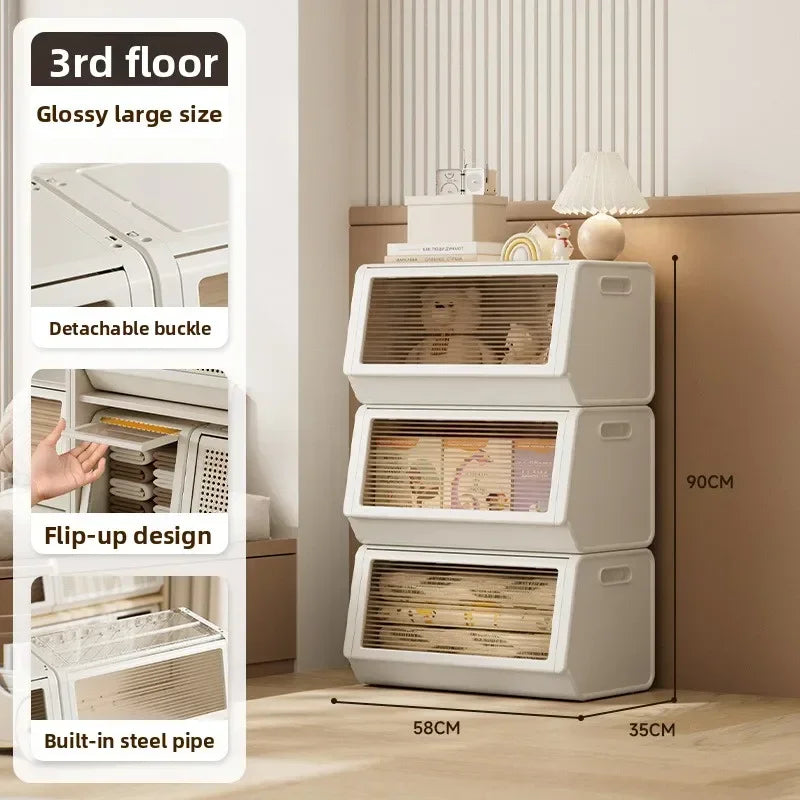 Oblique storage cabinet Children's toy storage rack Living room rack Bedroom finishing locker Multi-layer combination cabinet Oasis Select 58CM-3 pcs door