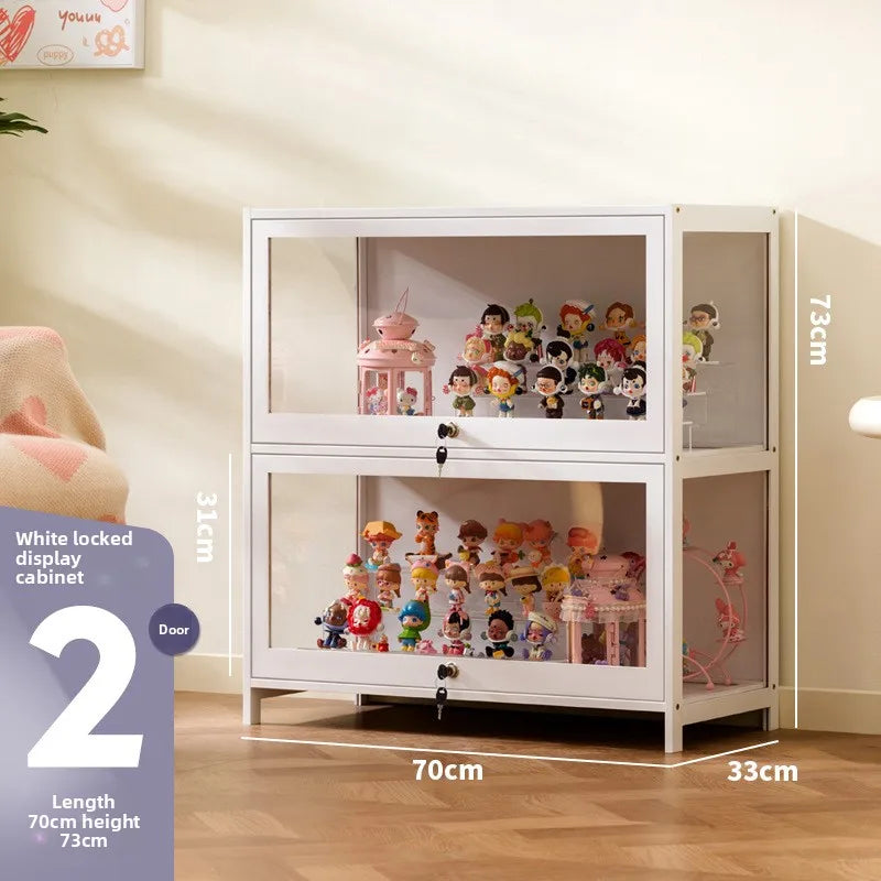 Figure Cabinet Transparent Lego Display Cabinet with Lock Household Blind Box Ornament Accessories Millet Storage Secondary Oasis Select Two doors 70 long