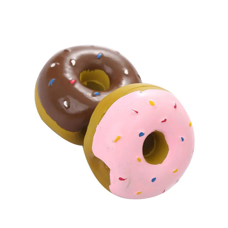DIY Donut Dog Chew Toy Simulation Donuts Grinding Cleaning Tooth Funny Sound Interactive Toys for Small Medium Dogs Accessories Oasis Select