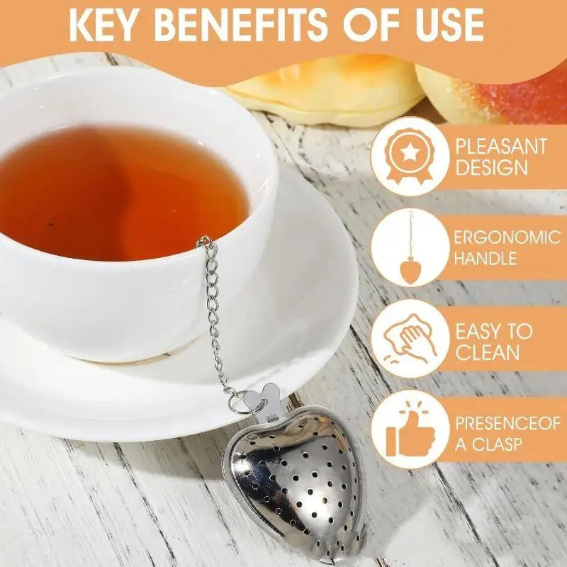 Stainless Steel Fine Mesh Heart Shaped Tea Strainer Reusable Infuser for Tea Lovers Daily Home Drinking Use Oasis Select