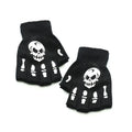 1/2/3/4pairs Adult Kids Halloween Skull Half-Finger Punk Gloves Winter Skull Fingerless Black Gloves Oasis Select 02-1pair