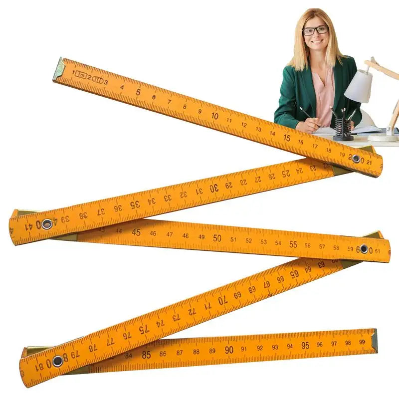 Wooden Foldable Ruler Folding 1 Meter Stick Wood Metric Scale Carpenters Ruler For School Drawing Tools School Supply Teacher Oasis Select
