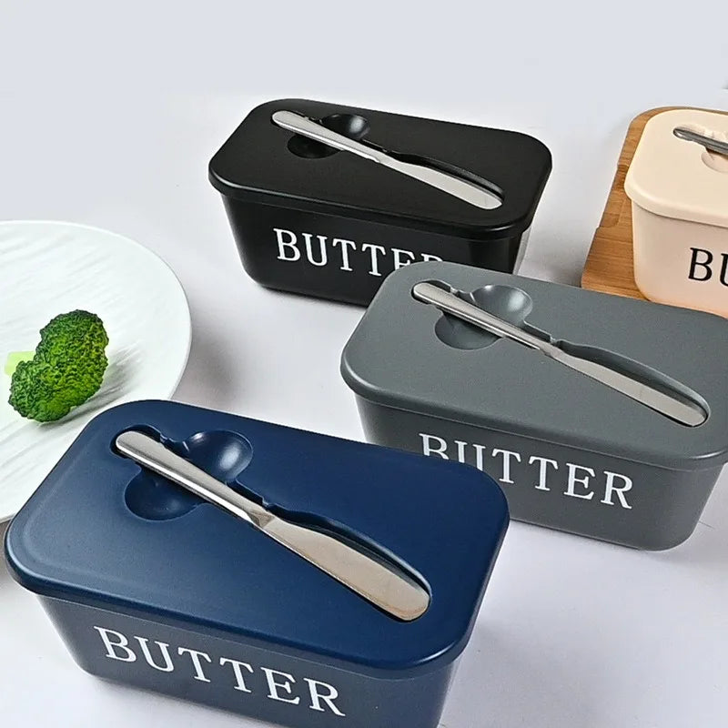 Easy-Clean Lid & Handle - Large Butter Storage Container with Knife - Heavy-Duty PP Plastic Butter Dish - Restaurant Supplies Oasis Select