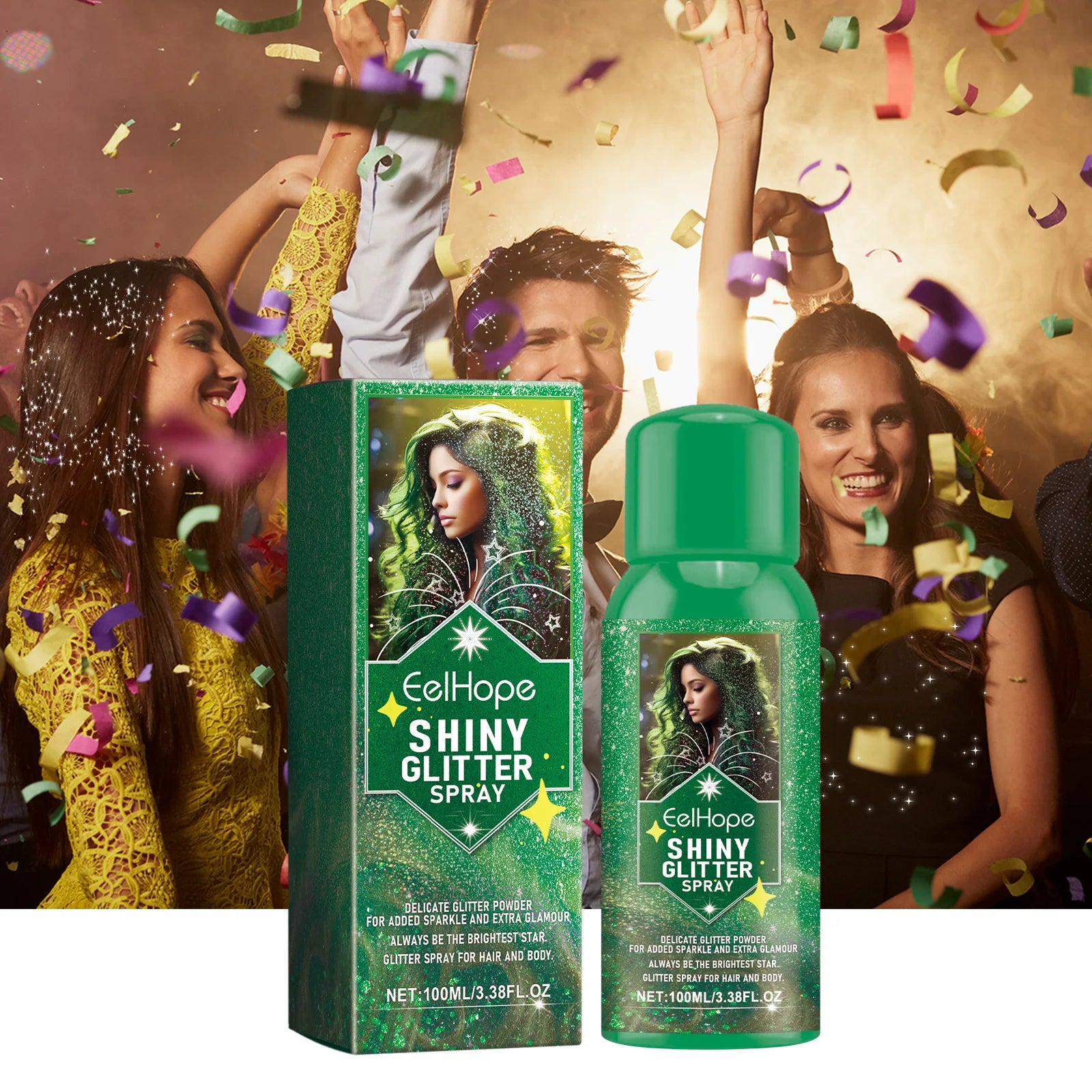 Multipurpose Glitter Spray for Body Face Clothes Shimmer Highlighter Quick Drying Universal Sparkle Gloss Long Lasting Spray Oasis Select