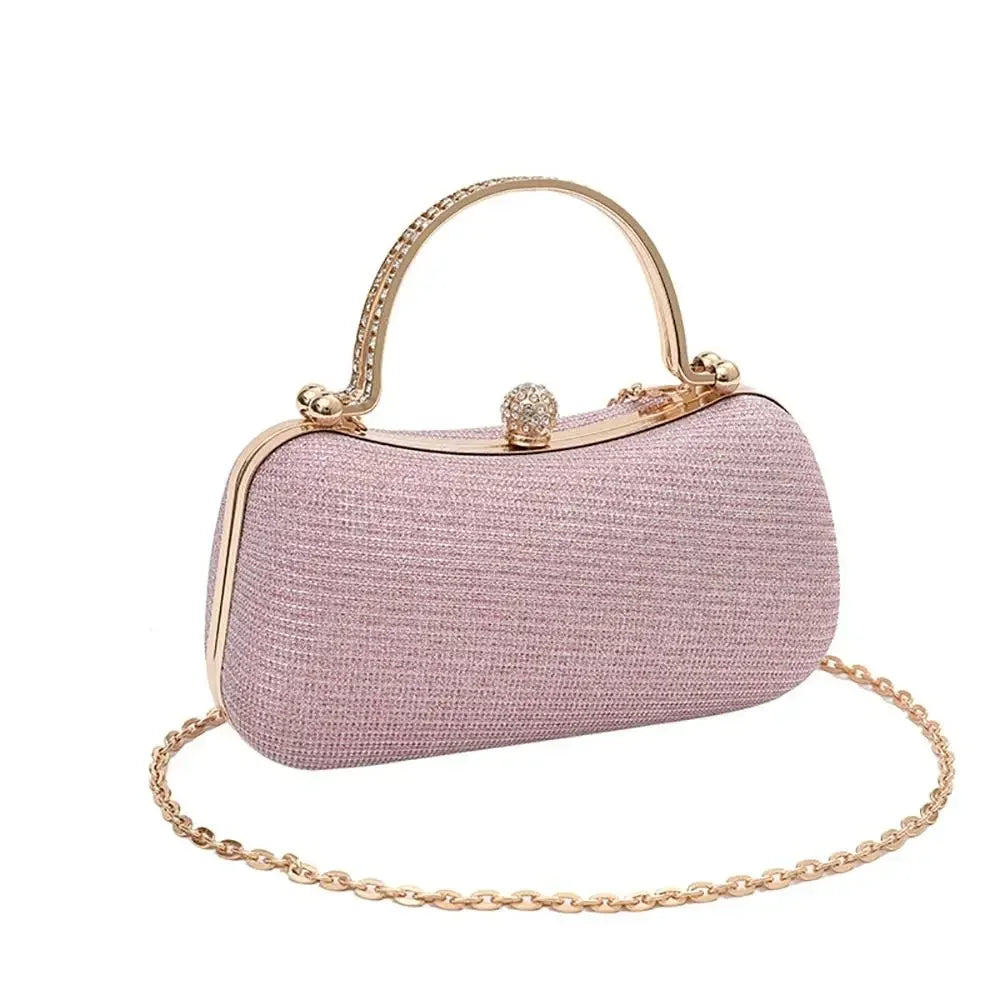 Wedding Bridal Beaded Women Evening Bag Dinner Bag Chain Shoulder Handbags Elegant Rhinestones Clutch Egg Shape Evening Bag Oasis Select PINK 1PC