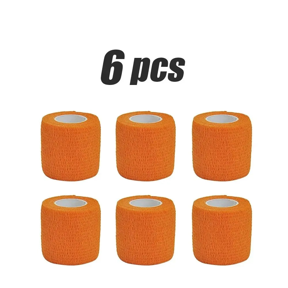 6pcs 5/7.5cm Hot SaleColorful Sport Self Adhesive Elastic Bandage Elastoplast For Knee Support Pads Finger Ankle Palm Shoulder Oasis Select 6pcs-Orange 7.5cmx4.8m