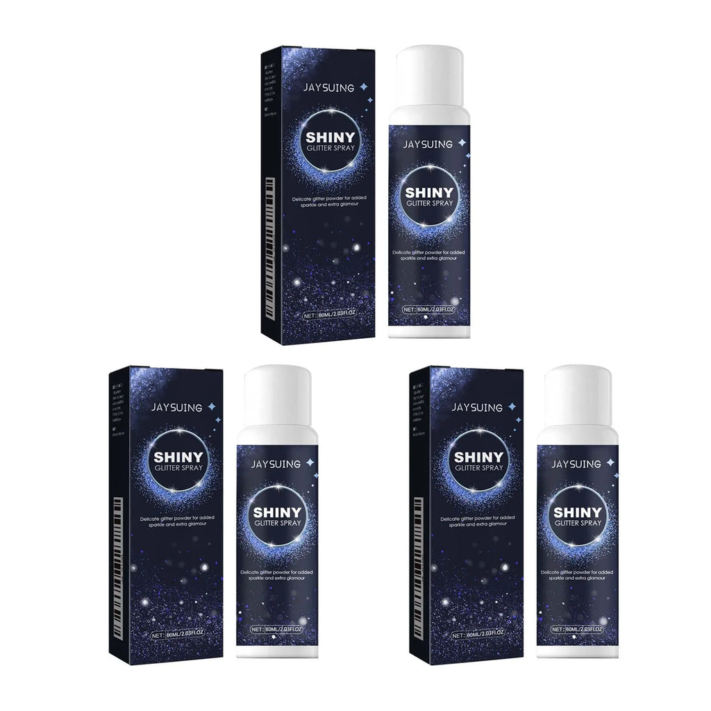 Shiny Glitter Spray Radiant Silver Glitter Spray for Hair &Body Instant Holographic Highlight Sparkling Shimmer Makeup for Party Oasis Select 3Pc x 60ml Boxed