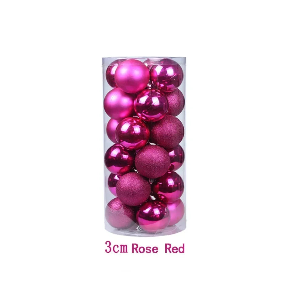 3cm Christmas Tree 24pcs Ball Baubles Plastic Props Xmas Birthday Decorations Glitter Hanging Holiday Matte Ornaments Wedding Oasis Select Rose Red China Mainland