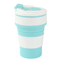 350ML Food-Grade Silicone Folding Cup, With Lid, Reusable Portable Coffee Cup, Hot Drink ,Suitable For Travel And Camping Oasis Select Blue
