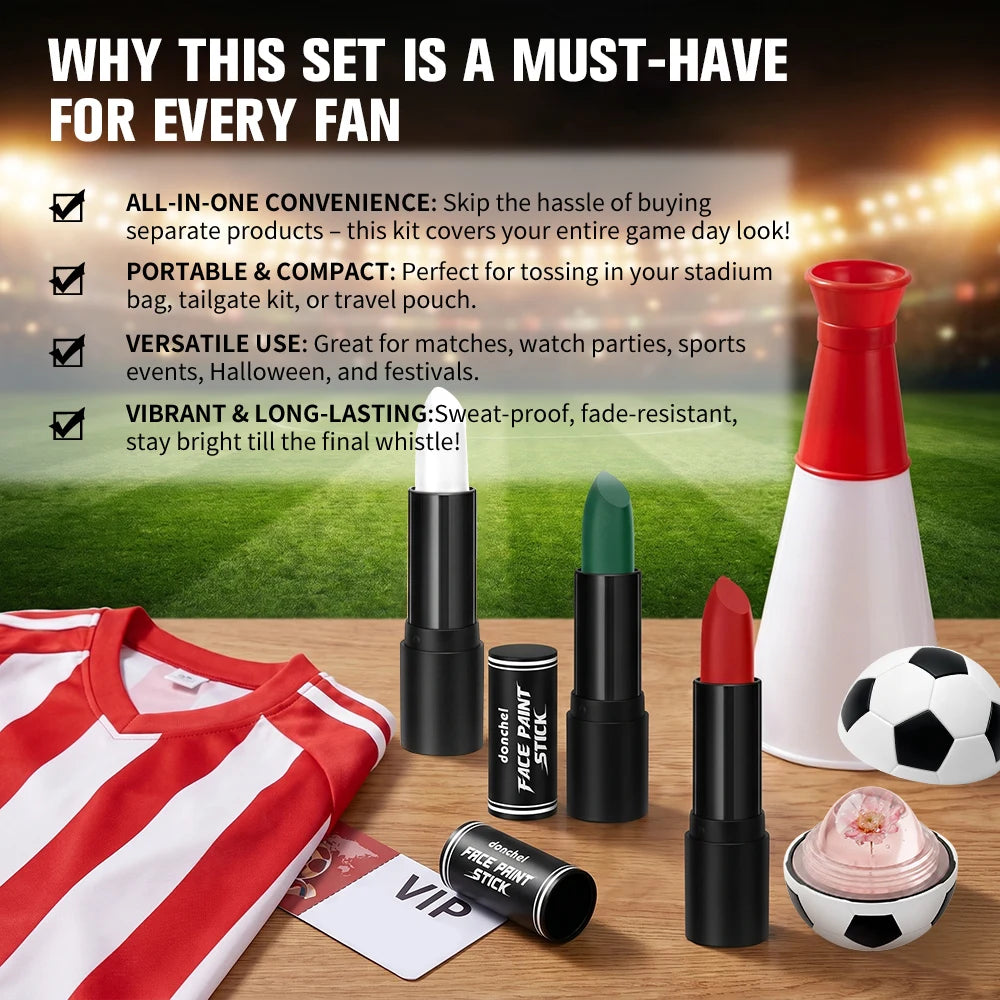 Face Paint Stick & Lip Balm Combo Waterproof High Colored Paint Stick for Cosplay Parties Sports Game Halloween Festivals Makeup Oasis Select