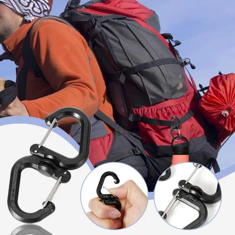 Outdoor Swivel Clip 360 Rotating Double Carabiner Portable S Chain Hooks Multi-Use Backpack Keychain Carabiner For Backpacks Oasis Select