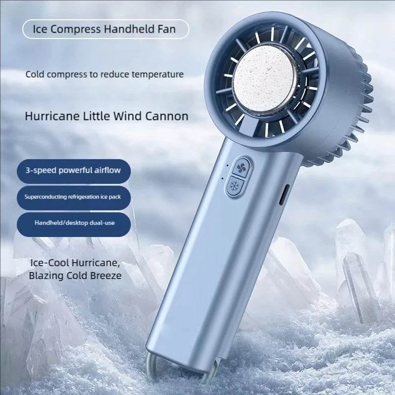 Portable Handheld Cooling Fan Semiconductor Ice Compress 3 Speeds USB Rechargeable Ultra Quiet for Home Office Outdoor Travel Oasis Select Blue