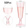 50pcs Champagne Flutes Cups Disposable Plastic Wine Glasses Clear Toasting Glasses Cocktail Cups for Bar Weddings Party Oasis Select Pink-50Pcs 25pcs