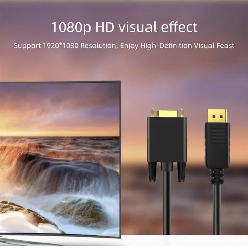 DisplayPort to VGA Cable DisplayPort to VGA Adapter Conversion HD Video Cable For TV Monitor Laptop Computer Projector 1080P Oasis Select