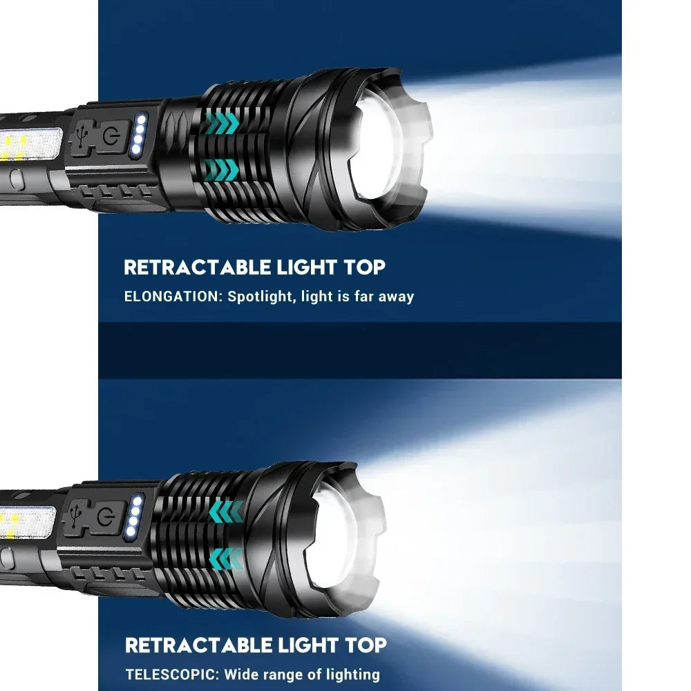 30W P50 COB Strong Light Flashlight Portable Rechargeable Bright Household LED Lamp Built in Battery with Power Display Oasis Select