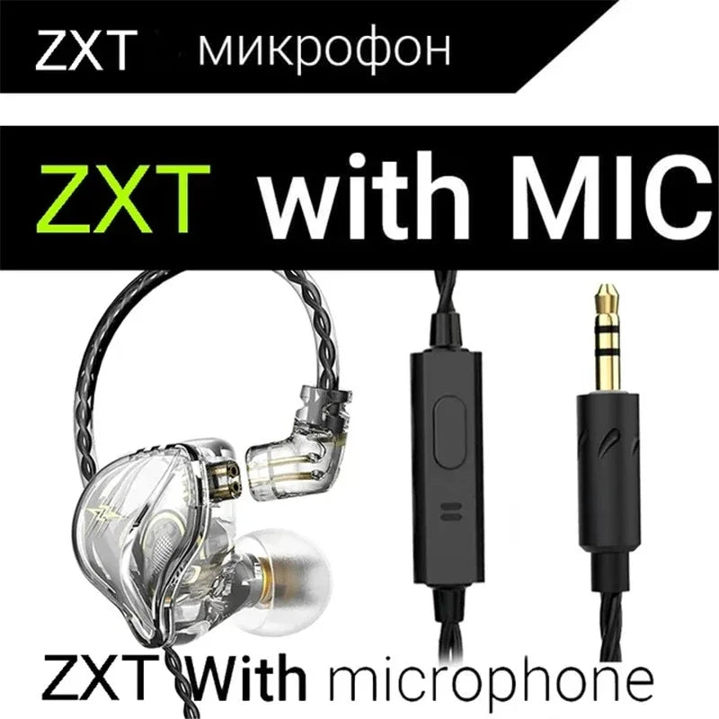 QKZ AK3 FiLe Wired Earphone with Microphone HiFi Music Monitor Bass Headphones Noise Cancelling Headset For Sport Gaming Earbuds Oasis Select QKZ ZXT White
