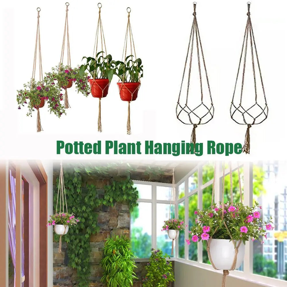Flowerpot Hanging Knotted Vintage Lifting Rope Plant Hanger Oasis Select 90cm