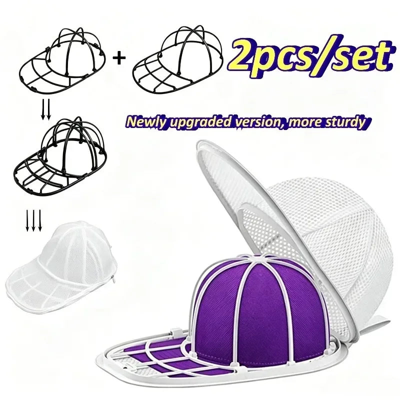 2pcs/set Anti-Deformation Hat Cleaning Cage for Washing Machine, Mesh Laundry Bag for Baseball Cap, Hat Washer Protector Shaper Oasis Select