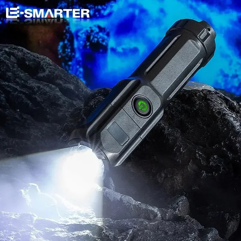 Rechargeable Telescopic Zoom Tactical Flashlight LED Torch with 4 Lighting Modes Long-Range Waterproof for Camping And Fishing Oasis Select