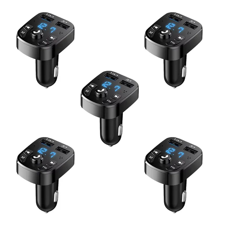 1/2/4/6pcs Bluetooth 5.0 Fm Transmitter Car Mp3 Player Wireless Hands-Free Audio Receiver Car Radio Dual USB Fast Charger Oasis Select 5pcs