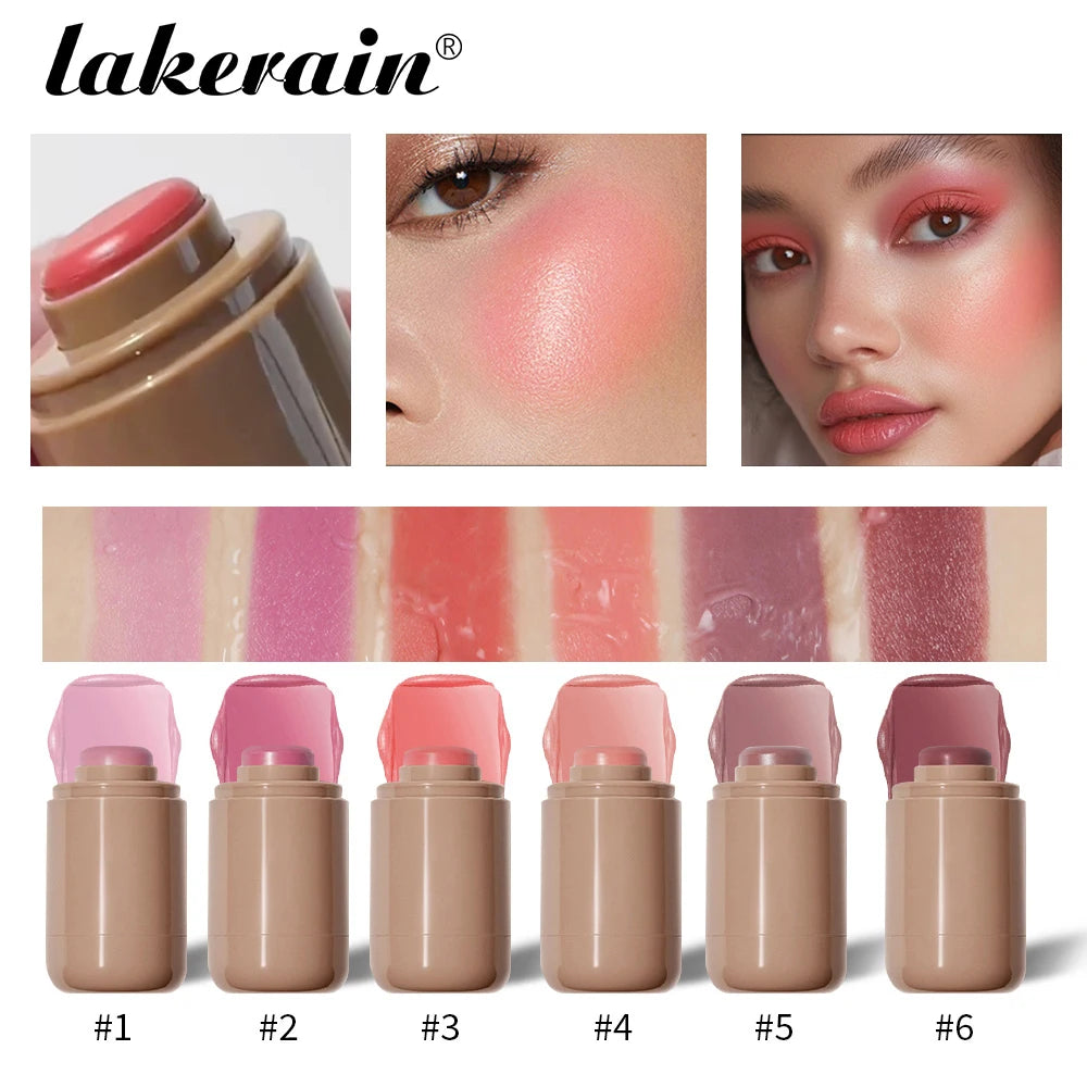 Lakerain 3in1 Cheek Lip Tinted Moistured Blush Stick Waterproof Easy Color Rouge Silky Smooth Blusher Cream Matte Contour Makeup Oasis Select