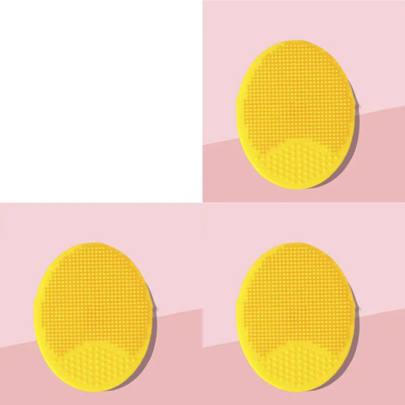 1/2/3/4pcs Silicone Face Wash Brush Clean Pores Baby Shampoo Brush Baby Bath Brush Soft Hair Round Shampoo Comb Home Use Oasis Select 3pcs yellow
