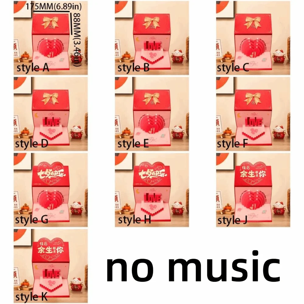 6/10 Slots Birthday Red Envelope Wish Lucky 3D Folding Cake Greeting Card with Bowknot Paper Cash Gift Bag Spring Festival Oasis Select