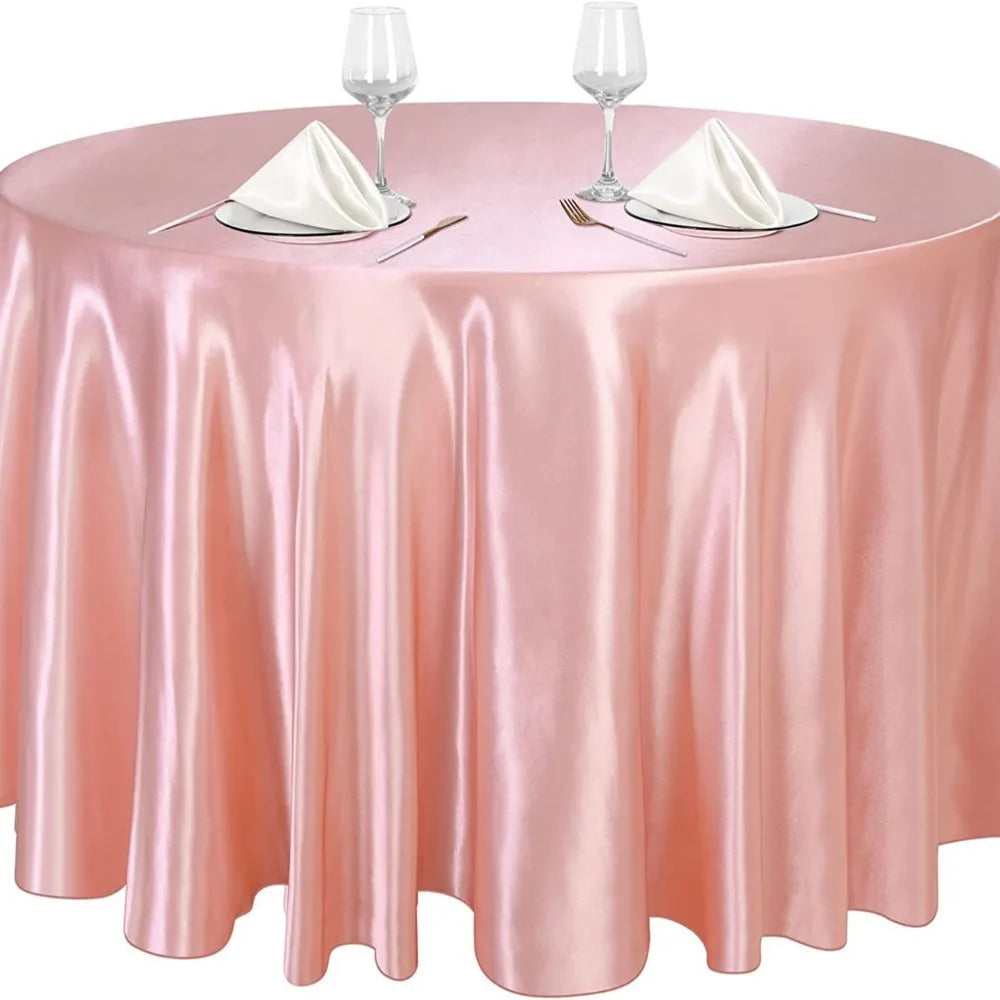 Round Satin Tablecloth | Imitation Silk Banquet Table Cover Satin Tablecloth Oasis Select Rose Gold 145cm