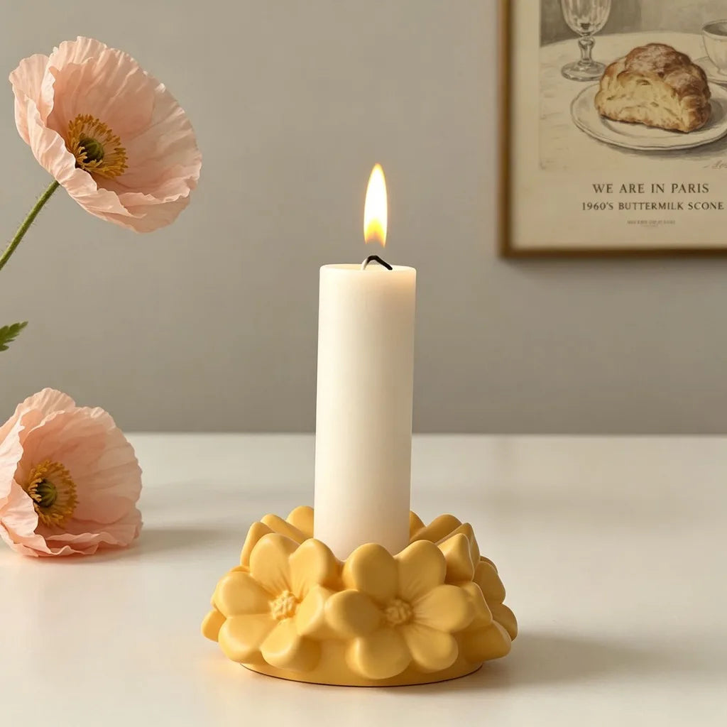 Silicone Candle Holder Mold Delicate Flower Wreath Candle Mold Plaster Craft Mold Elegant For Diy Crafting Table Decoration Home Oasis Select