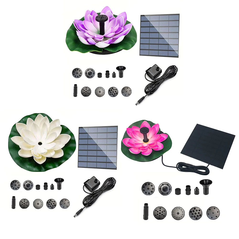 Lotus Solar Floating Fountain for Bird Bath, Pond & Garden Solar Garden Fountain Oasis Select