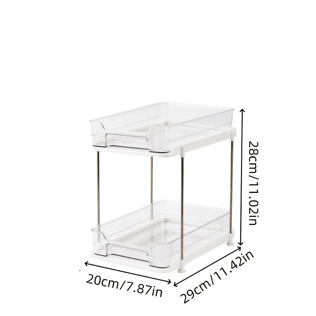2 Tier Under Sink Organizer Sliding Cabinet Basket Organizer Drawer Under Sink Storage Rack Acrylic Bathroom Kitchen Organizer Oasis Select double layer
