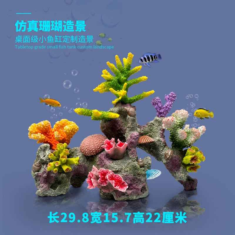 Betta Fishbowl Ornaments Large Coral Reef Stone Island Pet Artificial Aquarium Terrarium Resin Hideout Aquario Plant Accesories Oasis Select Style 3