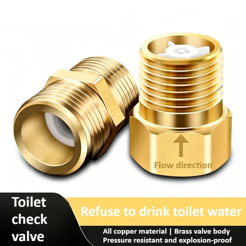 Copper One-way Check Valve 4 Points 1/2 "Anti Backflow Water Return Bathroom Water Pipe Toilet Water Heater Meter Oasis Select