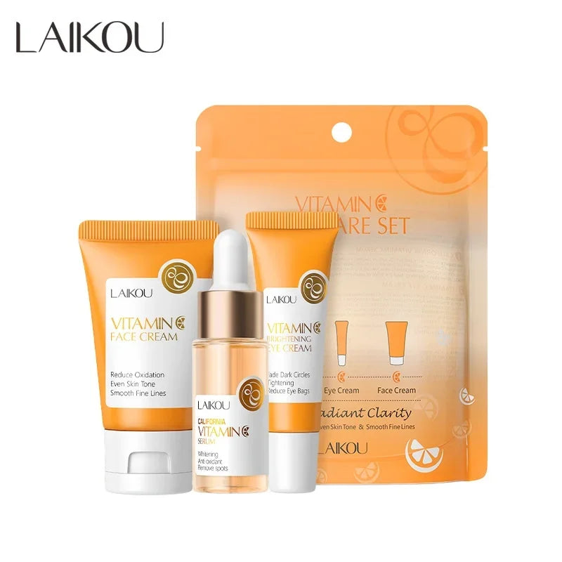 3pcs/Set LAIKOU Vitamin C Facial Set for Hydrating Moisturizing Whitening and Brightening Oasis Select Vitamin C
