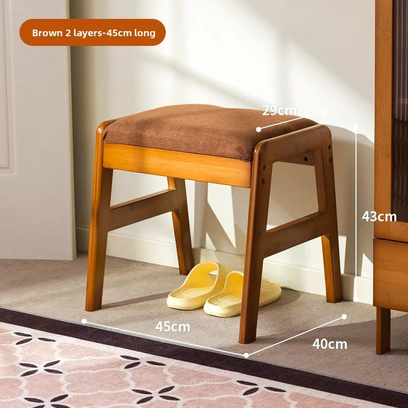 Solid wood shoe changing stool, household storage at the door, narrow shoe stool, shoe cabinet, simple wind fitting room stool Oasis Select Brown single 45