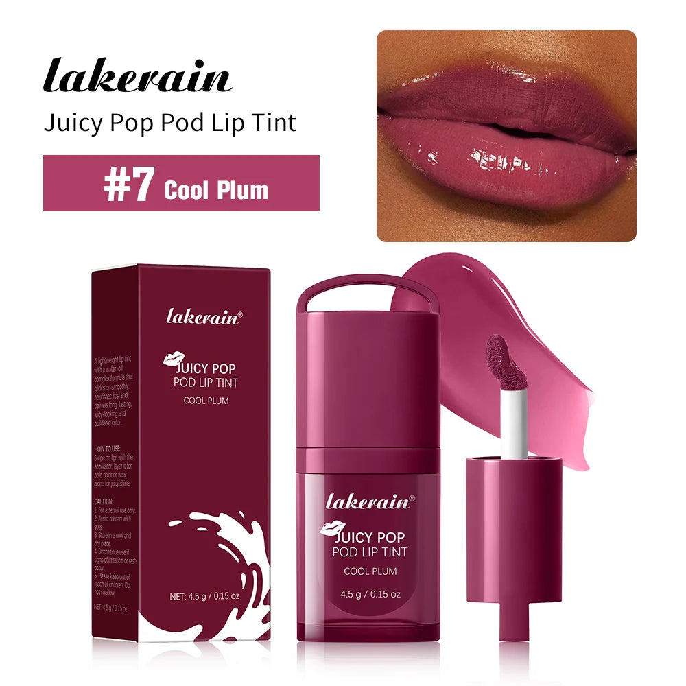 Juicy Box Shape Lip Tint Gloss Moisturizing Lightweight & Non-Sticky Lip Staion Long-Lasting High Shine Finish Lips Makeup Oasis Select Cool Plum
