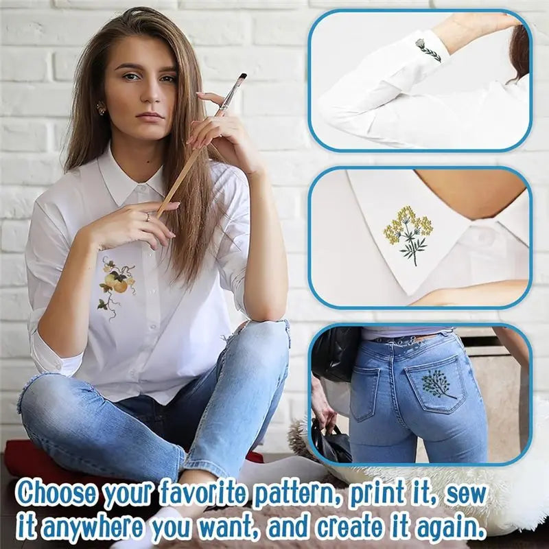 LIKE WISH 15PCS A4 Water-Soluble Self-Adhesive Embroidery Stabilizer - Printable, For Hand And Machine Embroidery,For DIY Projec Oasis Select