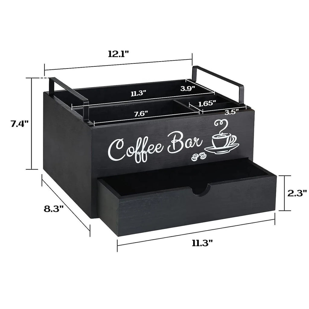 Wooden Coffee Capsule Storage Box Wooden Hand-held Desktop Milk Tea Bag Coffee Capsule Holder Storage Basket Oasis Select A Two layer