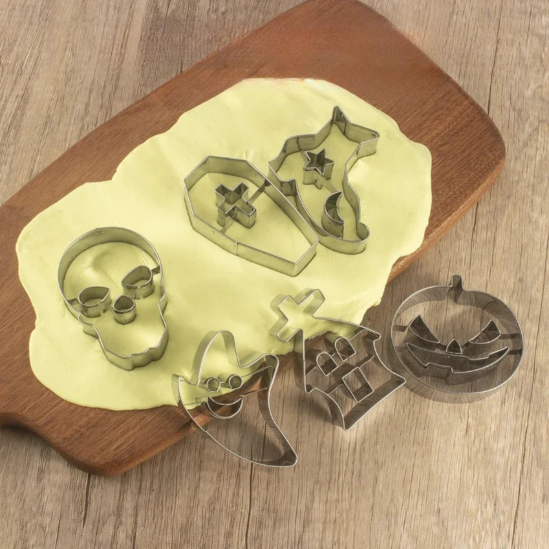 Halloween Sugar Flipping Cookie Mold Stainless Steel Skull Pumpkin Cookie Cutting Cake Mold Baking Utensils Oasis Select