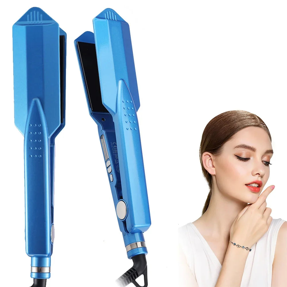 URGGU Wide Titanium Flat Iron – 470°F Dual Voltage Straightener