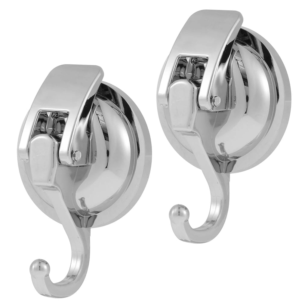 2PCS Heavy Duty Suction Cup Hooks,Strong Vacuum Shower Hooks for Bathroom Kitchen, No Drill Wall Hangers Super Suction Wall Hook Oasis Select Silver