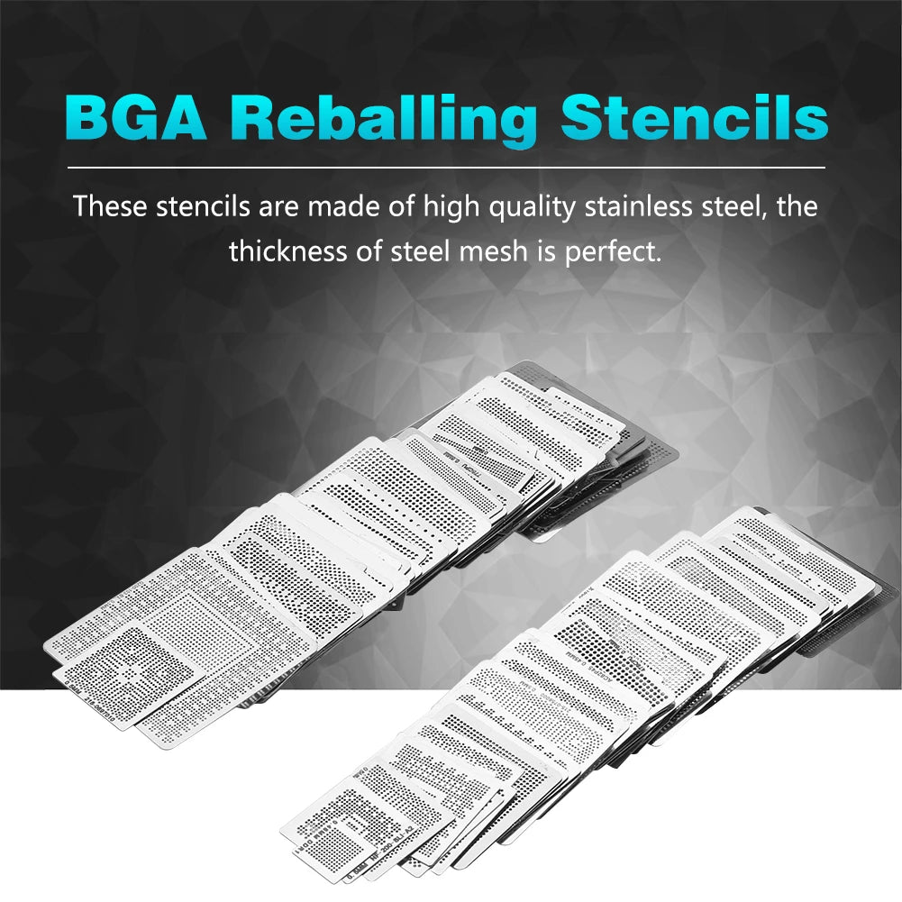 BGA Stencils Template BGA Reballing Rework Net Stencils Steel Template Mesh Directly Heat Set Kit Oasis Select