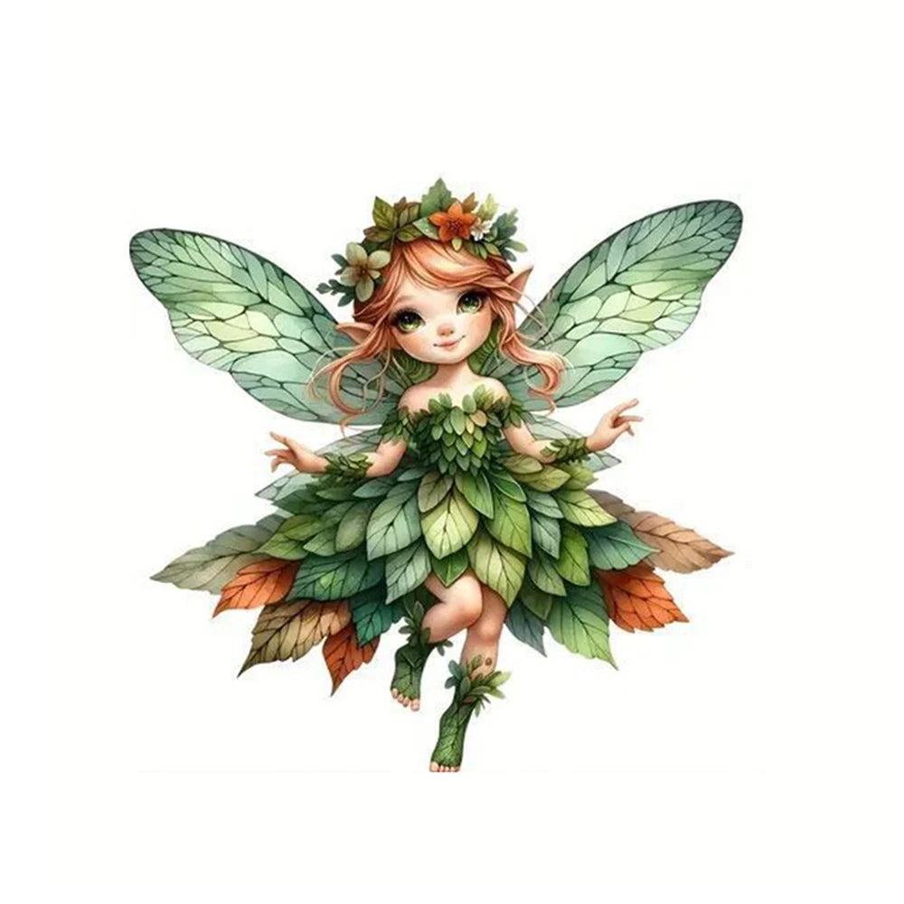 1pcs 2D Acrylic Green Elf Pendant Flower Fairy Charms Small Fresh Car Pendant Cartoon Cute Elf Car Rearview Mirror Decoration Oasis Select