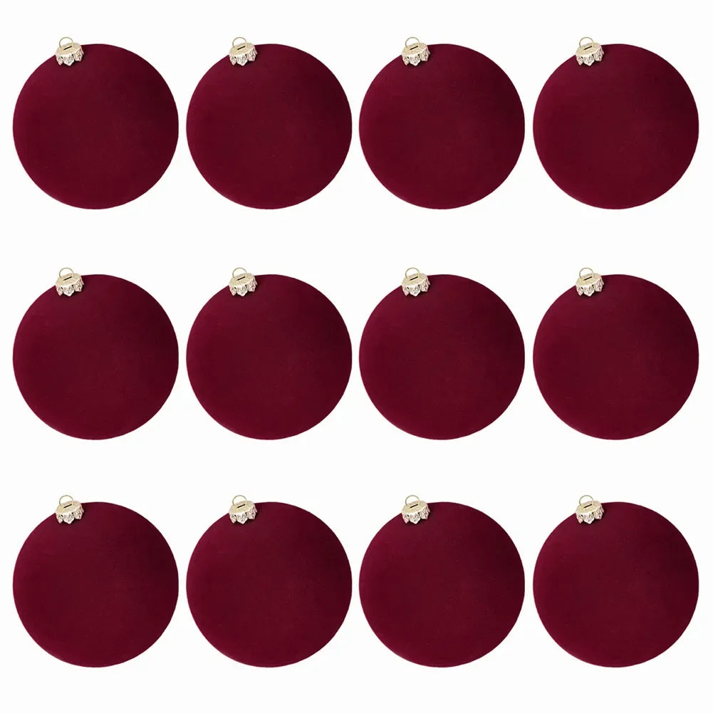 12Pcs Velvet Christmas Ball Ornaments 6cm Christmas Balls Xmas Tree Decorations For Home Decor Xmas Party Navidad 2025 Oasis Select Red wine China Mainland