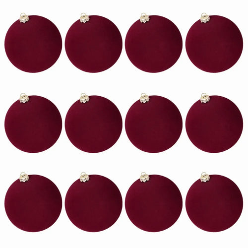 12Pcs Velvet Christmas Ball Ornaments 6cm Christmas Balls Xmas Tree Decorations For Home Decor Xmas Party Navidad 2025 Oasis Select Red wine China Mainland